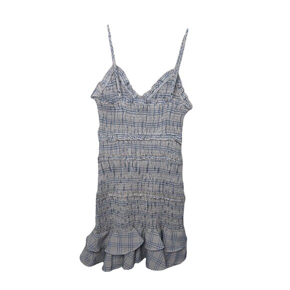 Lulus Out and About Blush Plaid Smocked Ruffled Mini Dress Size small - Picture 8 of 13